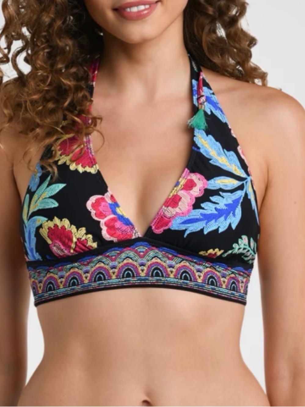 LA BLANCA Midnight Magic Boho Banded Tall Triangle Bikini Top Only- Size 8